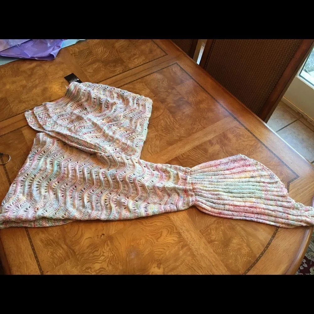 Pastel Mermaid Tail Blanket Knit Throw Adult Teen Cozy Gift NWT